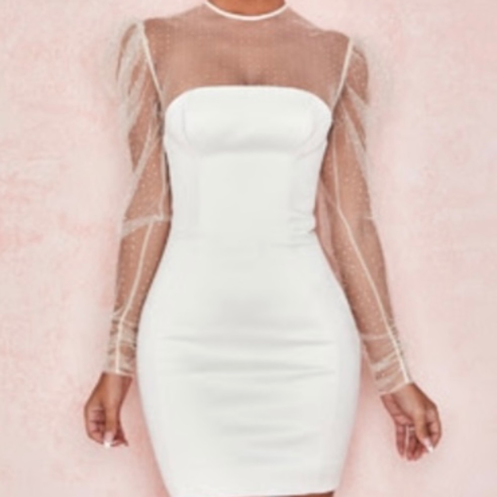 House of CB ‘Nikola’ Ivory Crystal Dress - Picture 1 of 5